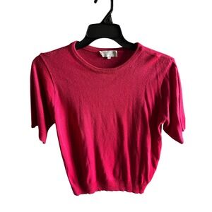 Lauren Gray Pink Knit Top Short‎ Sleeve Crew Neck Casual Womens
